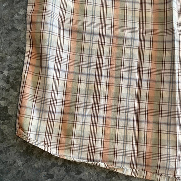 Vintage Pendleton Short Sleeve Plaid Shirt Mens Medium Tan Brown Green Neutral - Picture 11 of 12